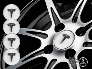 Tesla Autocollants Résine Bombés Logos Jantes Racing